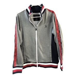 Marc Ecco Cut & Sew Hair Dresser Jacket Sz M Full Zip Gray Women